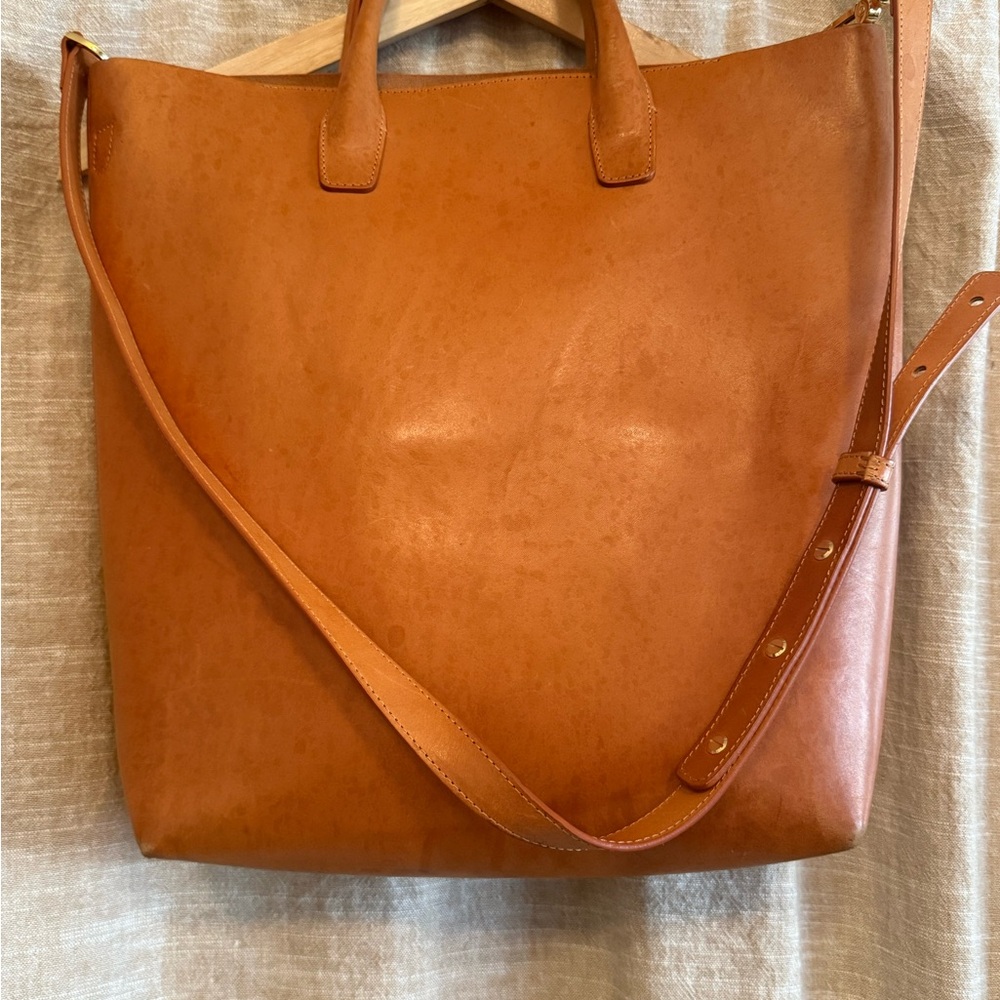 Mansur Gavriel North South Leather Tote in Cammello Tan